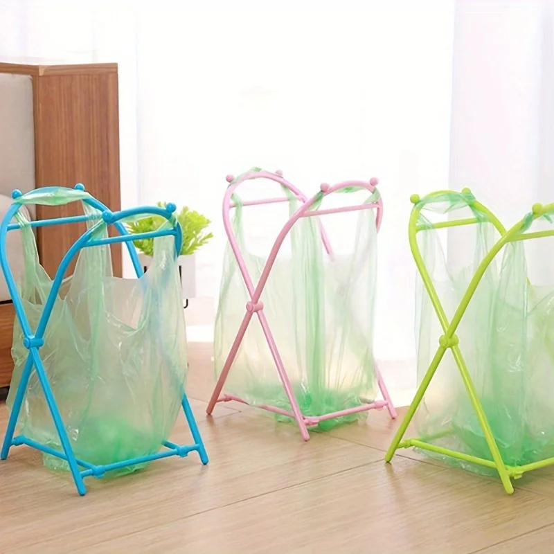 1 piece, convenient support frame, simple foldable garbage bag hanger, kitchen floor to floor garbage rack storage rack