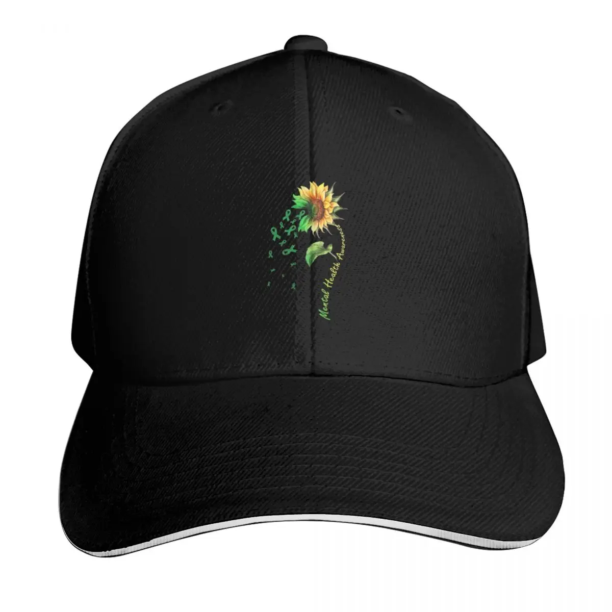 Mental Health Awareness Sunflower Shirt Baseball Cap Sun Protection UPF 50+ Breathable Mesh Back Adjustable Buckle Closure