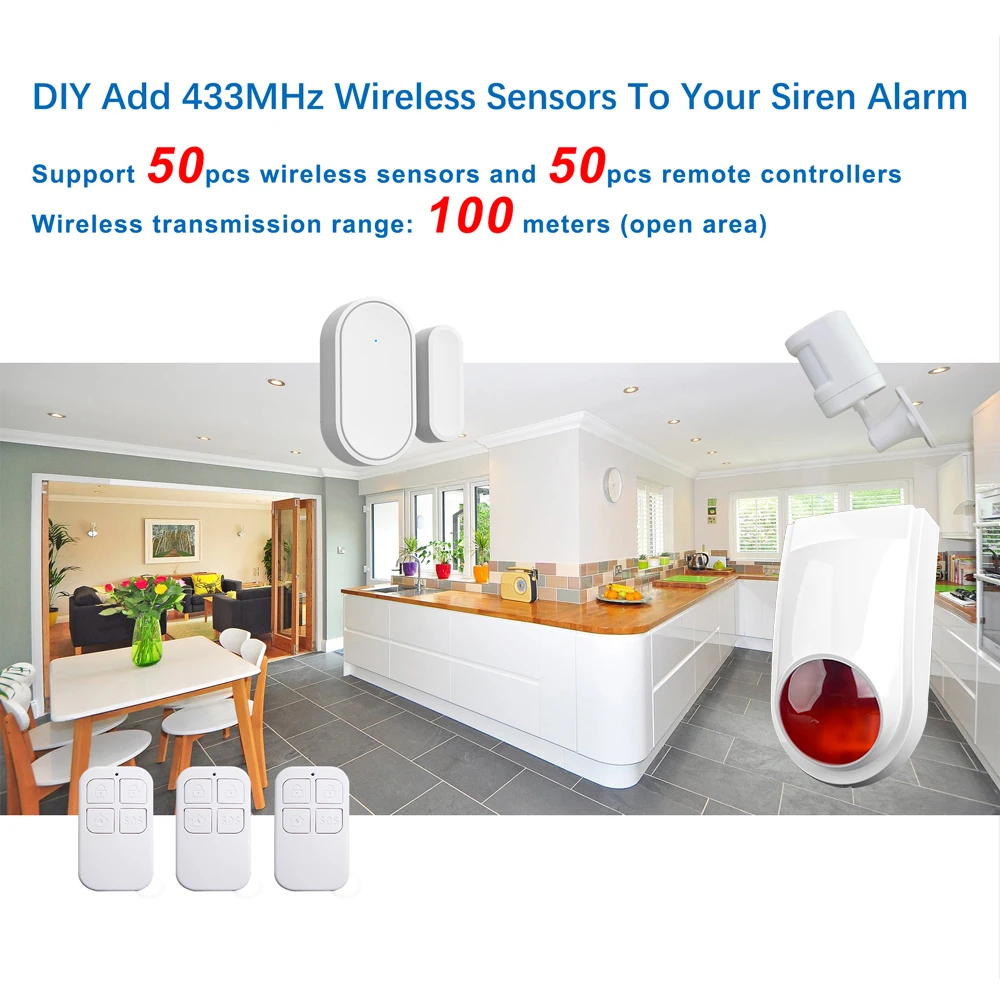 110dB Outdoor 433MHz Waterproof Wireless Flashing Siren Strobe Light Sensor for Home Burglar Alarm Security System