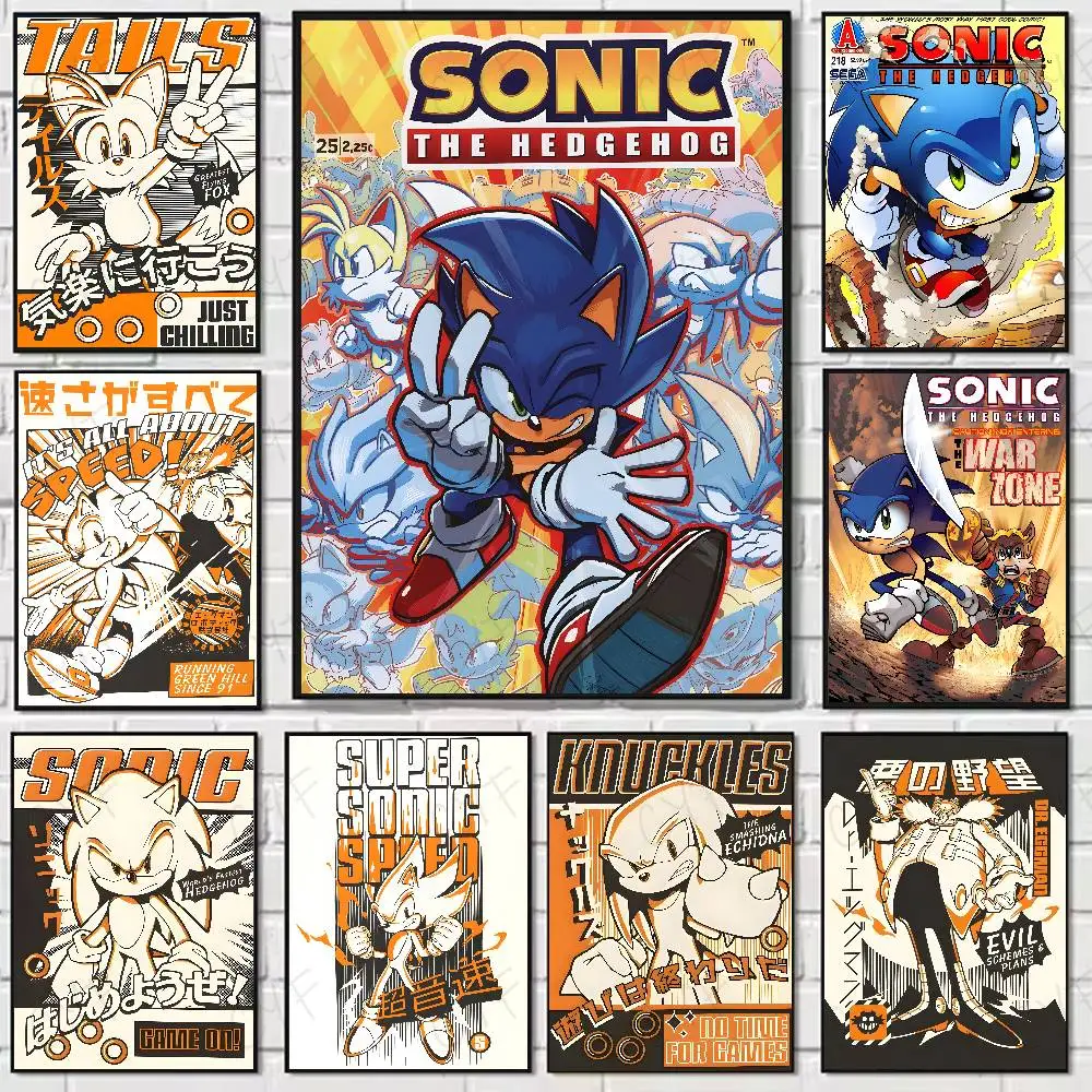 

Game S-Sonic The Hedgehog Poster High Quality Dorm Living Room Aesthetic Wall Decoration Painting Stickers Gift