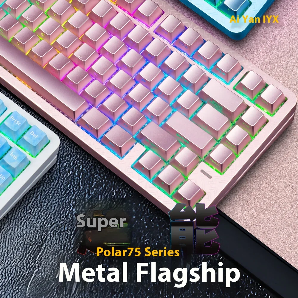 IYX Polar75 Ace لوحة المفاتيح الميكانيكية المغناطيسية السلكية سبائك الألومنيوم الكاملة 8K PC الألعاب لوحة المفاتيح طوقا مبادلة ساخنة RGB ضوء مخصص