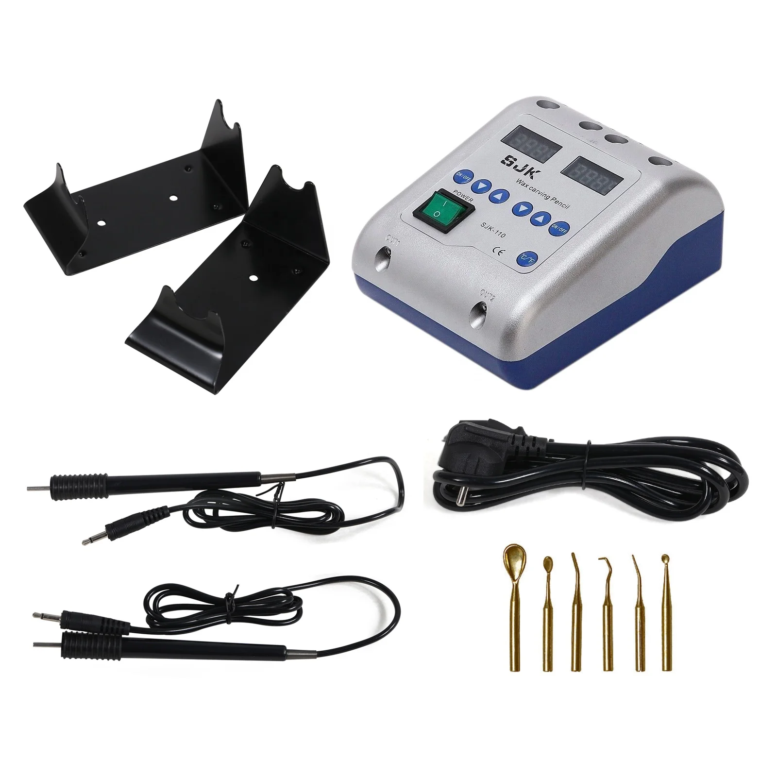 Hot Sale! den tal Lab Electric Knife Waxing Machine Double Carving Pen Waxer Carver & 6 Wax Tips