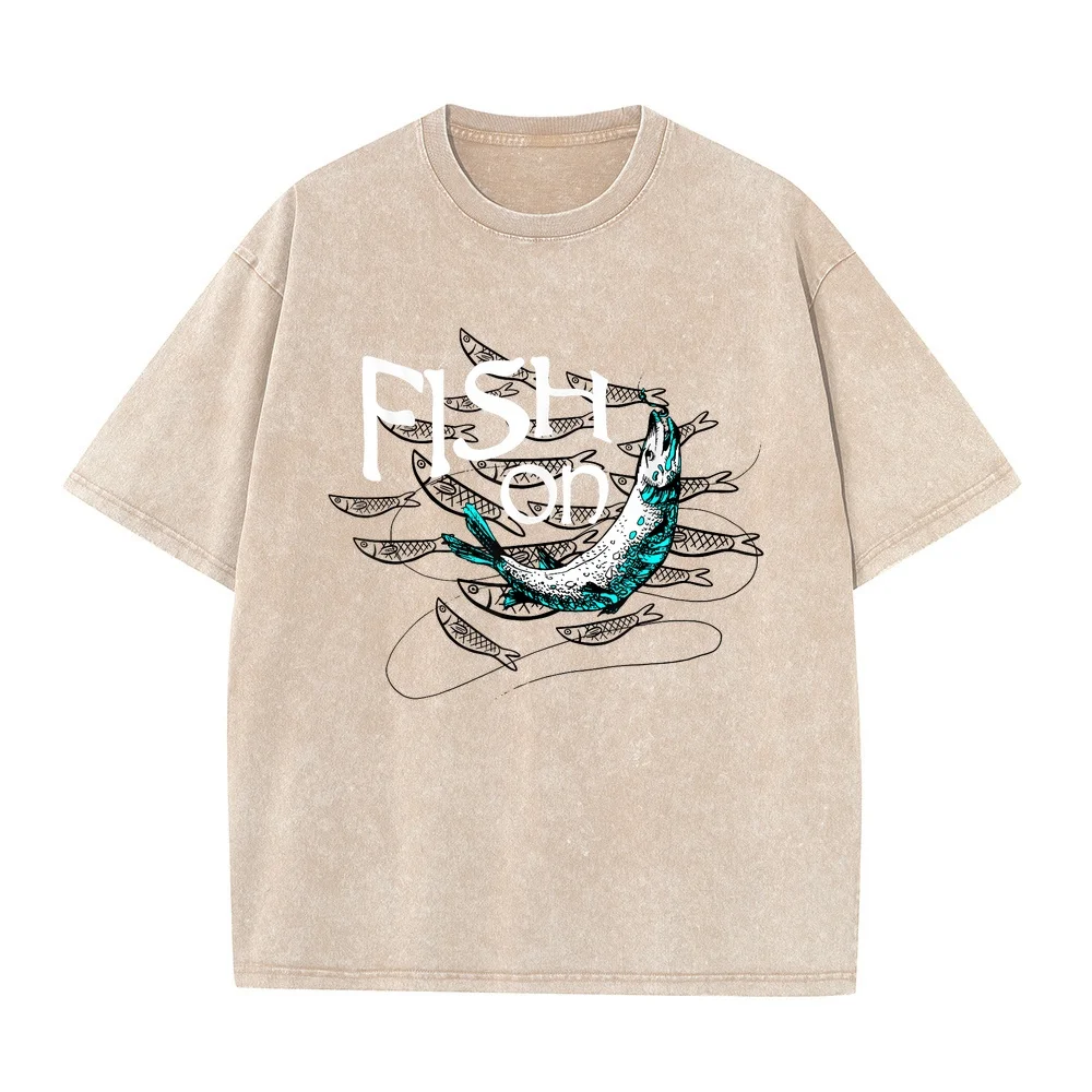 Fish On Fishing Gift for Bass Fisherman T-Shirt Men Haikyuu Camisas De Hombre Casual Short Sleeve Tee Outdoor Graphic Angler