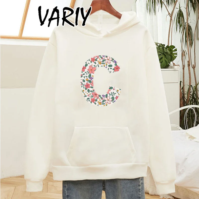 Inverno in pile C lettera stampata Harajuku stampa pullover spesso allentato donna felpe con cappuccio felpa femminile O-collo Casual dropshipping