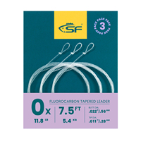 SF 3PCS Fluorocarbon Tapered Leader with Pre-Tied Loop Fly Fishing Tapered Leader 7.5FT 9FT 12FT 0-7X