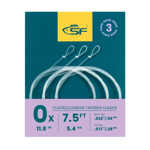 Líder cónico de fluorocarbono SF 3 uds con bucle preatado líder cónico de pesca con mosca 7,5 pies 9 pies 12 pies 0-7X