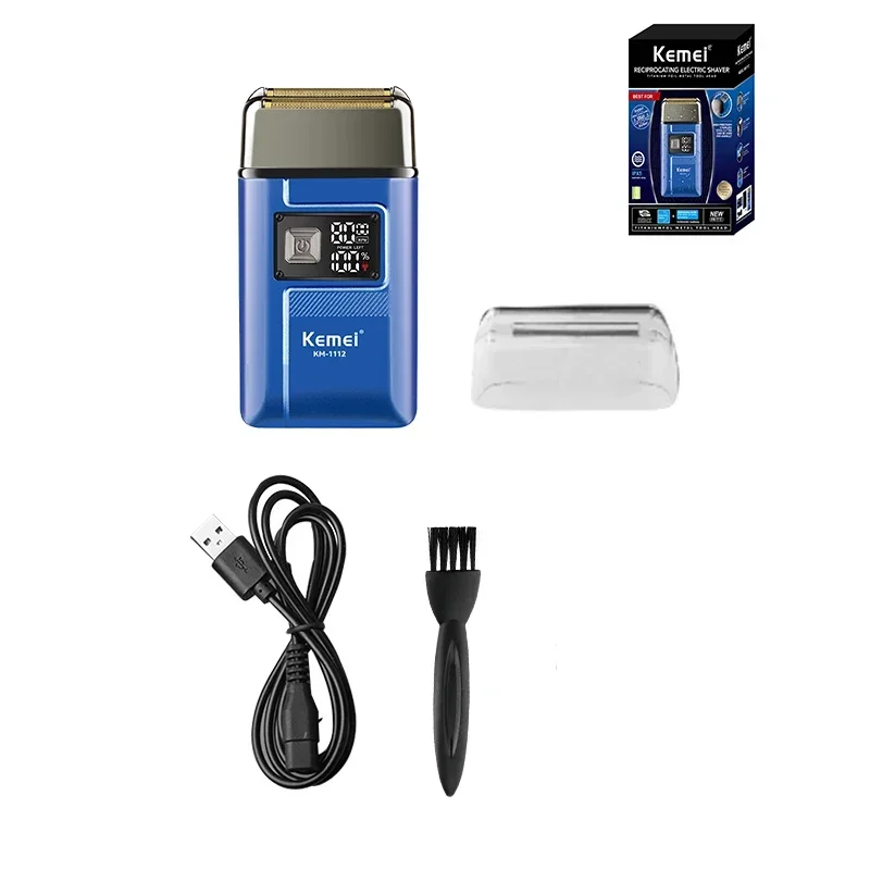 Kemei-barbeador elétrico para homens, barbeador de folha dupla, cabeça careca, aparador de barba, impermeável IPX6, 8000RPM, precisão ultra próxima