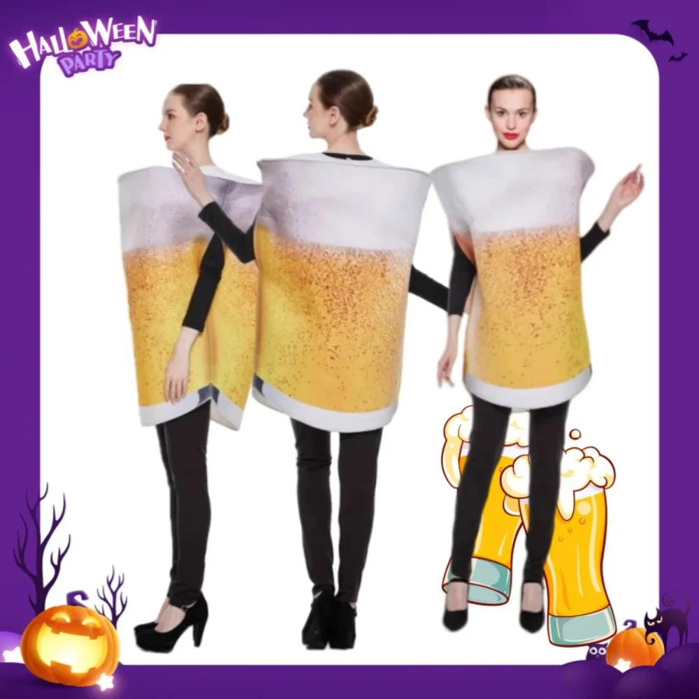 Funny Giant Beer Mug Costume Foam Jumpsuit Halloween Cosplay Party Outfit Bar Performance