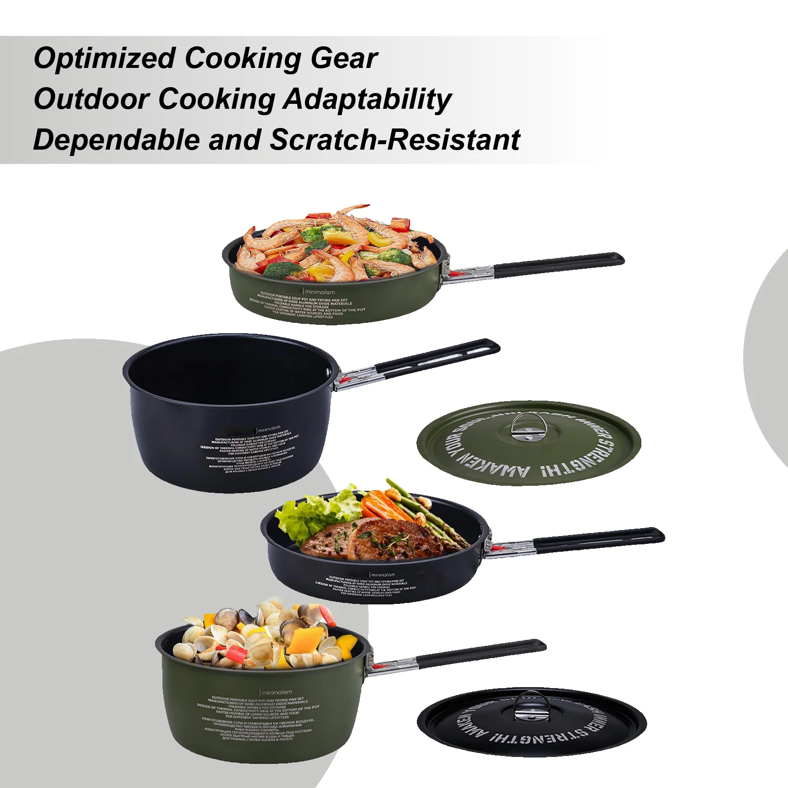 

Outdoor cooking equipment Detachable Handle Design Frying Tools Stackable for Family Survival Backpacking Couples Beach Trip