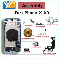 Housing For iPhone X XR Battery Back Cover Mid Case SIM Card Tray Side Button Assembly Soft Shell Cable Installation XS MAX