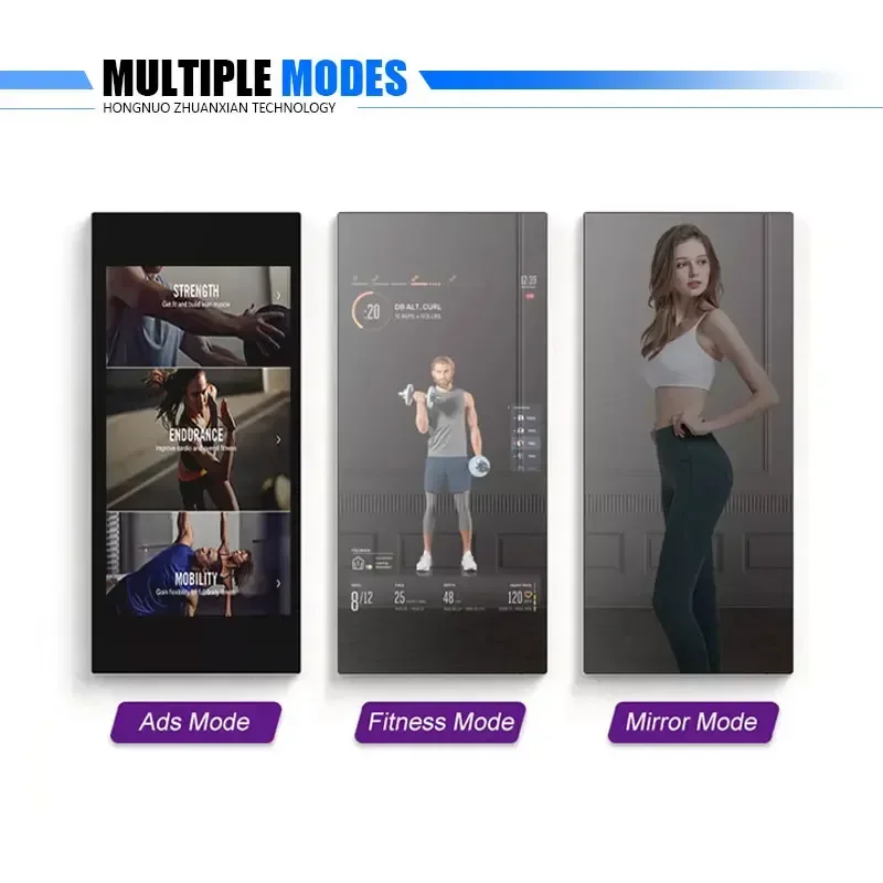 

Custom Interactive Gym Workout Smart Home Digital Fitting Mirrors Floor Standing Touch Screen LCD Fitness Mirror
