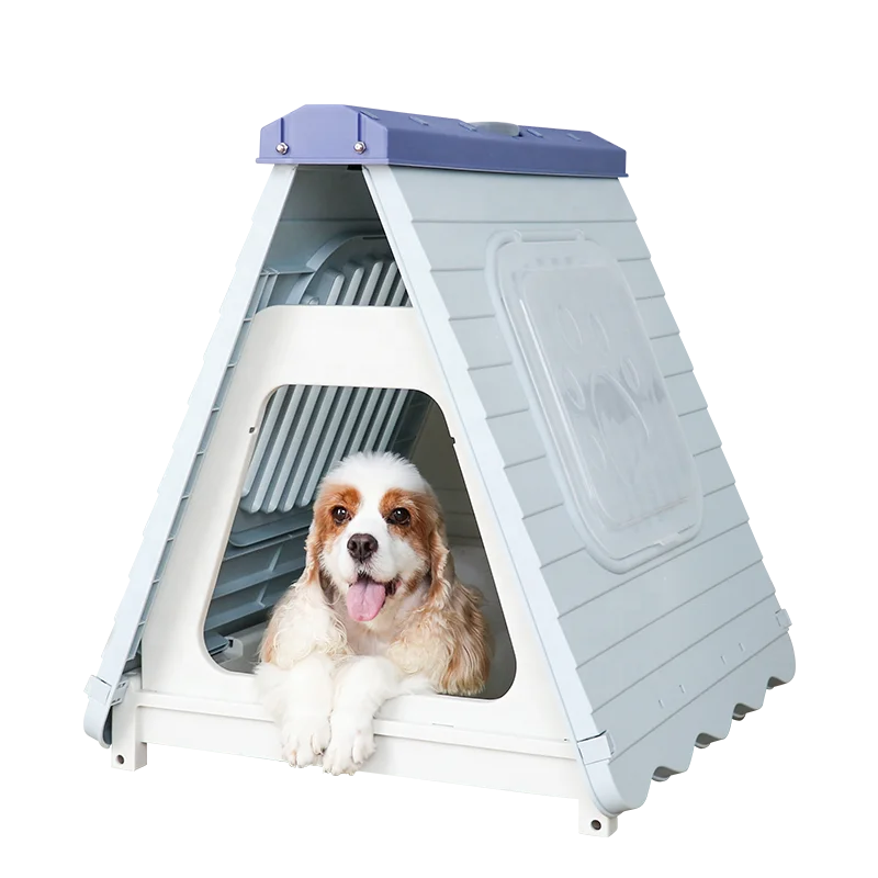 

Wholesale Luxury Design Outdoor Usage Small Triangle Shape Removable Rainproof Plastic Pet Cage Dog House With Window