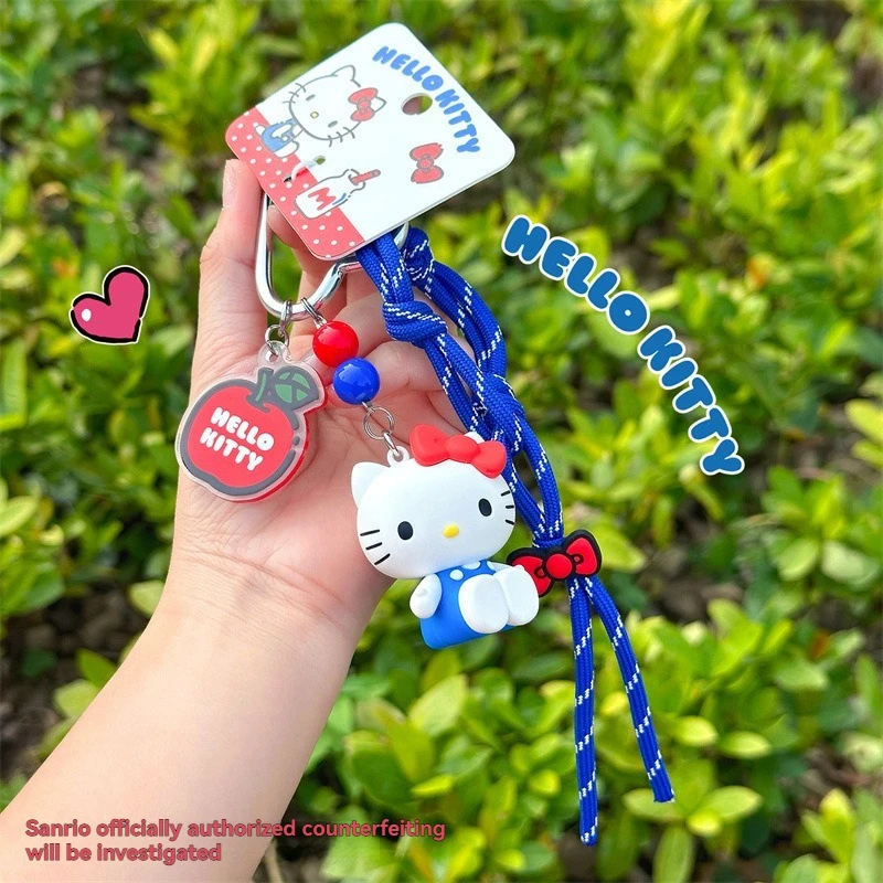 Hellokitty المفاتيح Kawaii Kt أحمر أزرق أبيض حقيبة كلاسيكية قلادة الكرتون نمط جديد فتاة المفاتيح هدية كيتي التلفزيون مطرز المفاتيح #5