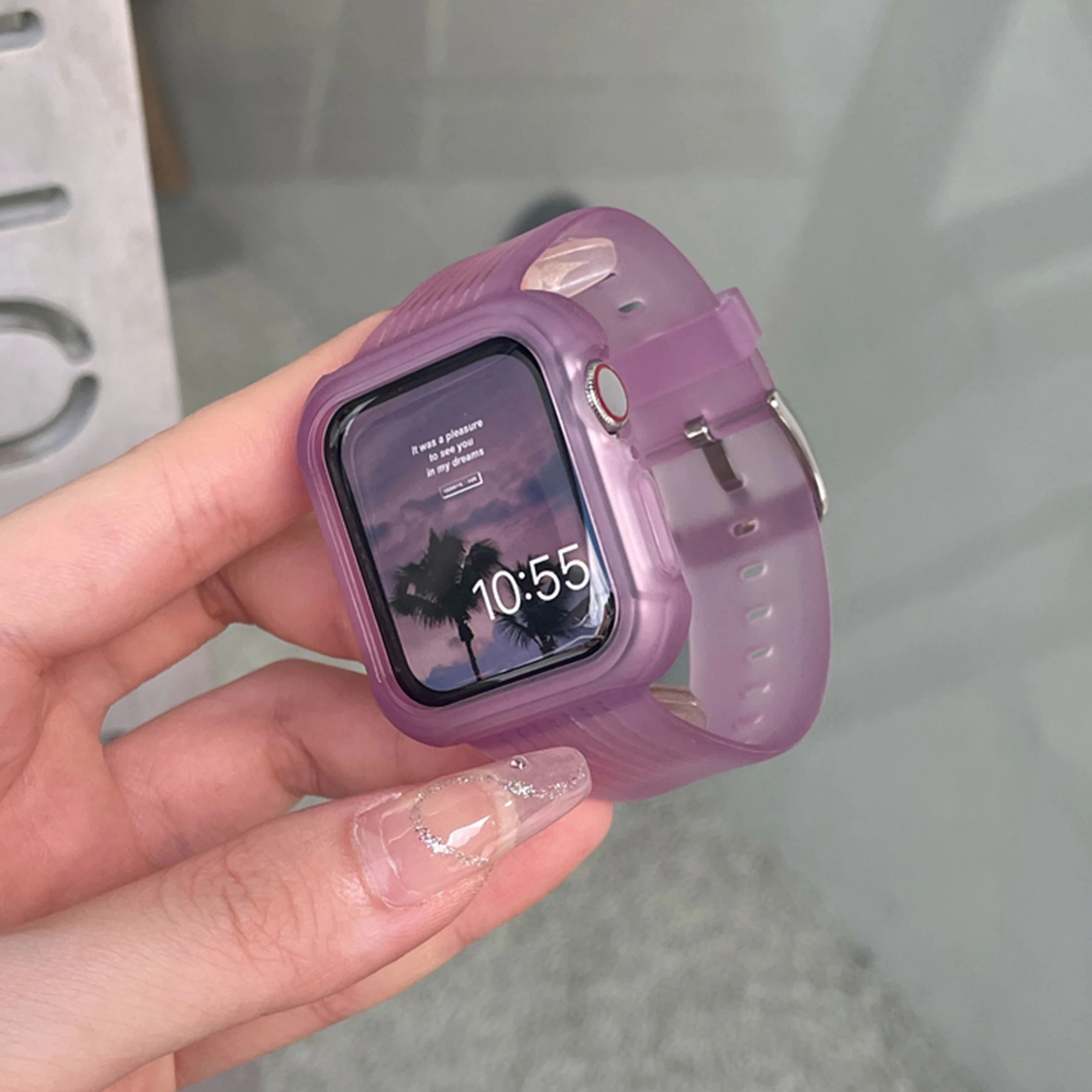Clear Band + Case for Apple Watch 8 7 6 SE 5 3 2 Soft Transparent silicone Strap for iwatch Strap 38mm 40mm 44mm 42MM 41MM 45MM