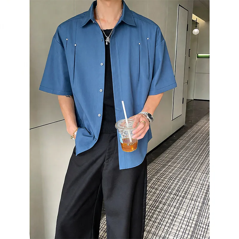 

Summer Short Sleeved Shirt Men White Casual Shirt Men Streetwear Korean Loose Dress Shirt Mens Fashion Shirts Large Size 4XL