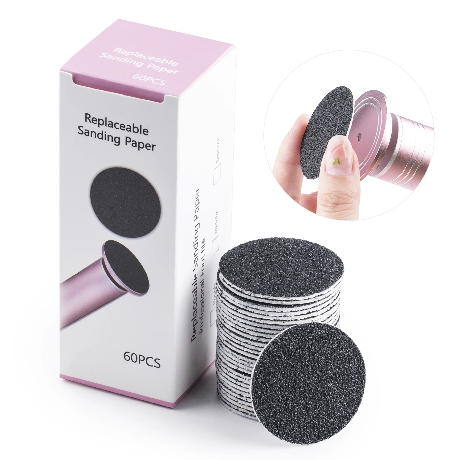 TP43mm 60pcs/Box  Sanding Paper Professional Pedicure Foot Dead Skin Sandpaper For Electric Nail File Cuticle Callus Replaceable