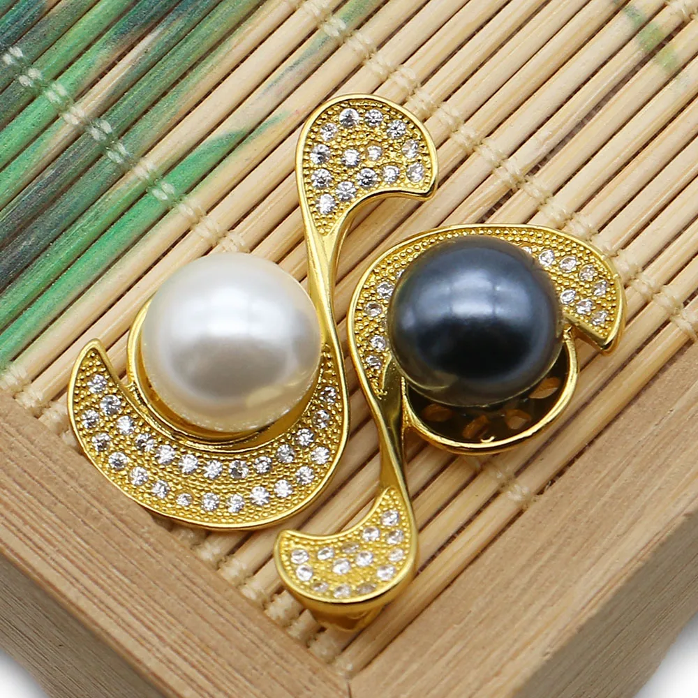 Fashion Music Note Shape Shell Pearl Golden-color Pendant White/black Imitation Pearl Inlaid Charms Handmade Neckalace Accessory