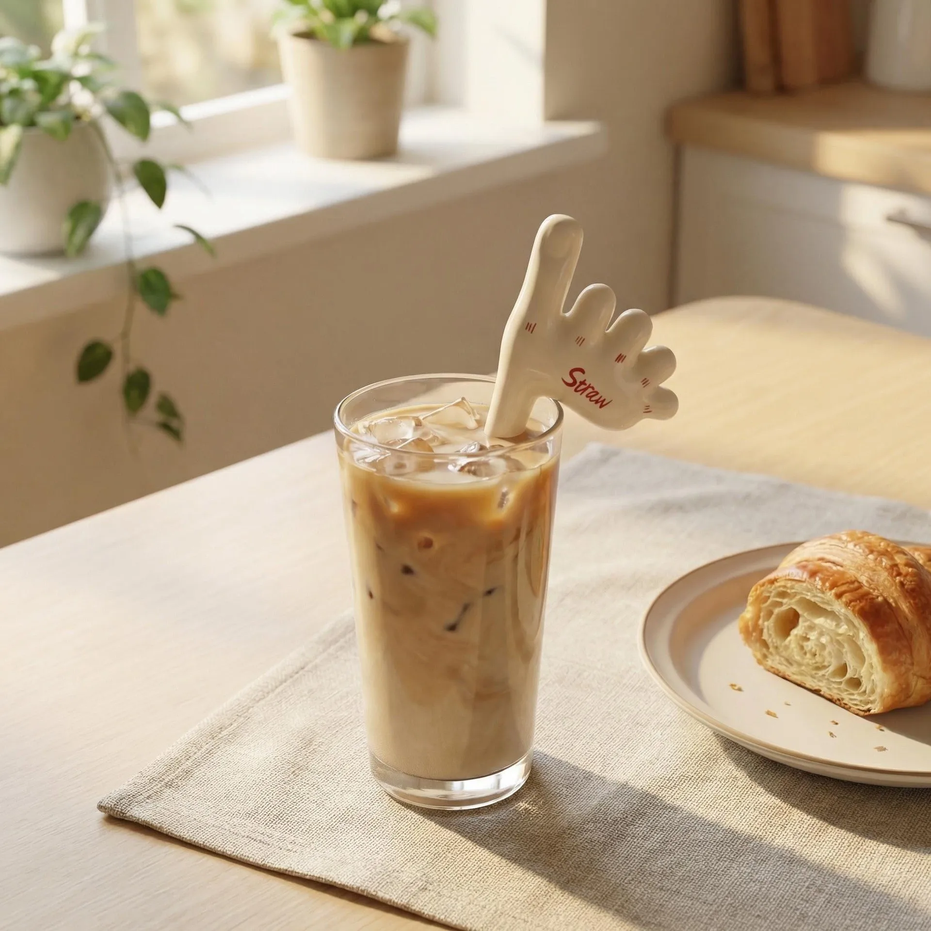 Quirky Foot-Shaped Ceramic Straw Reusable Food-Safe Drinking Straw Coffee Stirrer Absurd Funny Design for Iced Coffee & Tea Gift