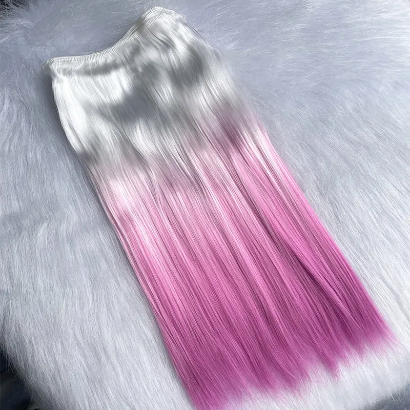 35cm Milk Silk Wig Hair Weft Gradient Color DIY Dyeable Hair Extension for BJD Doll Cotton Doll Gradient Milk Silk Hair Weft