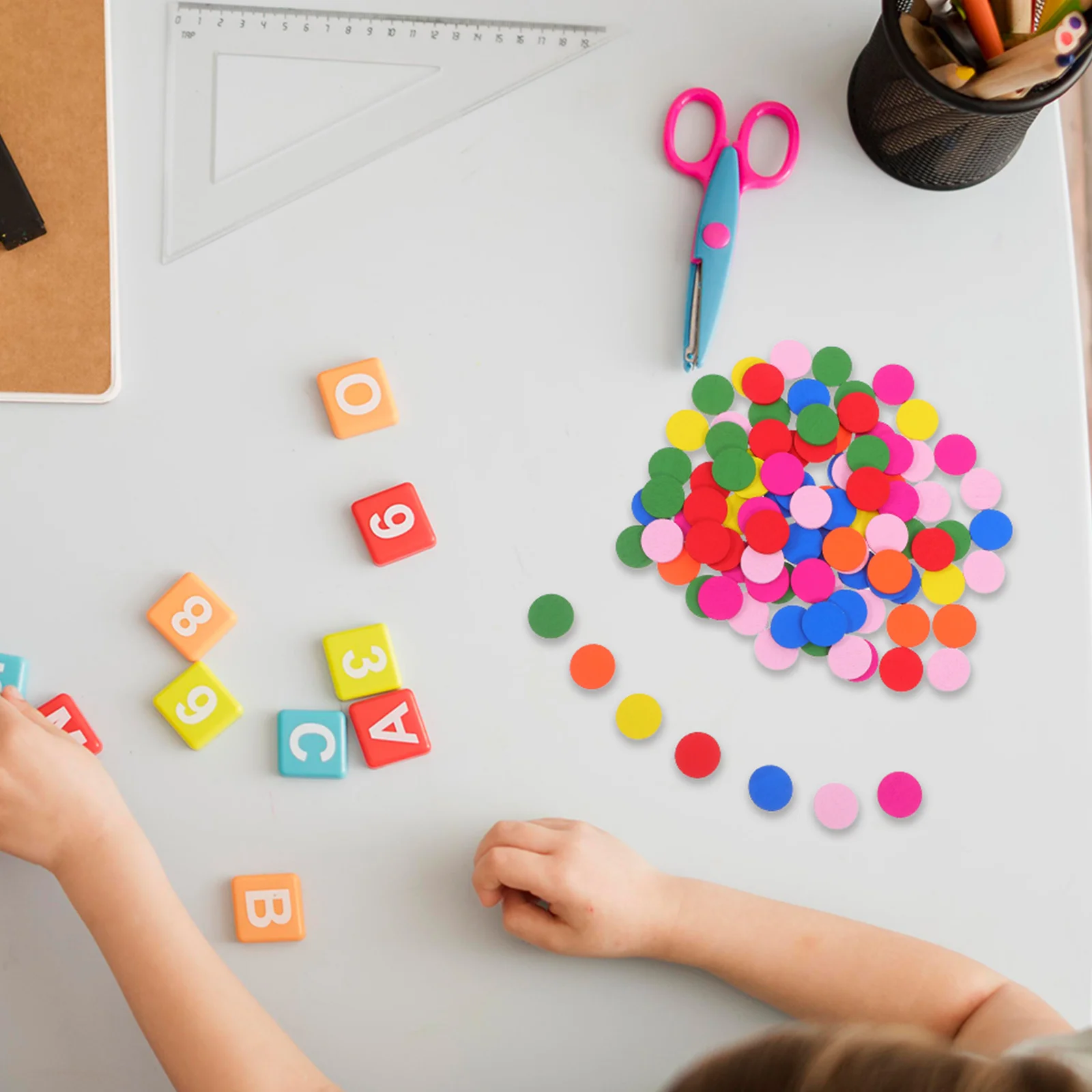 Disque rond en bois coloré, 100 pièces, bricolage artisanal, jouets éducatifs pour enfants, outils d'apprentissage Montessori, aides au jeu intellectuel