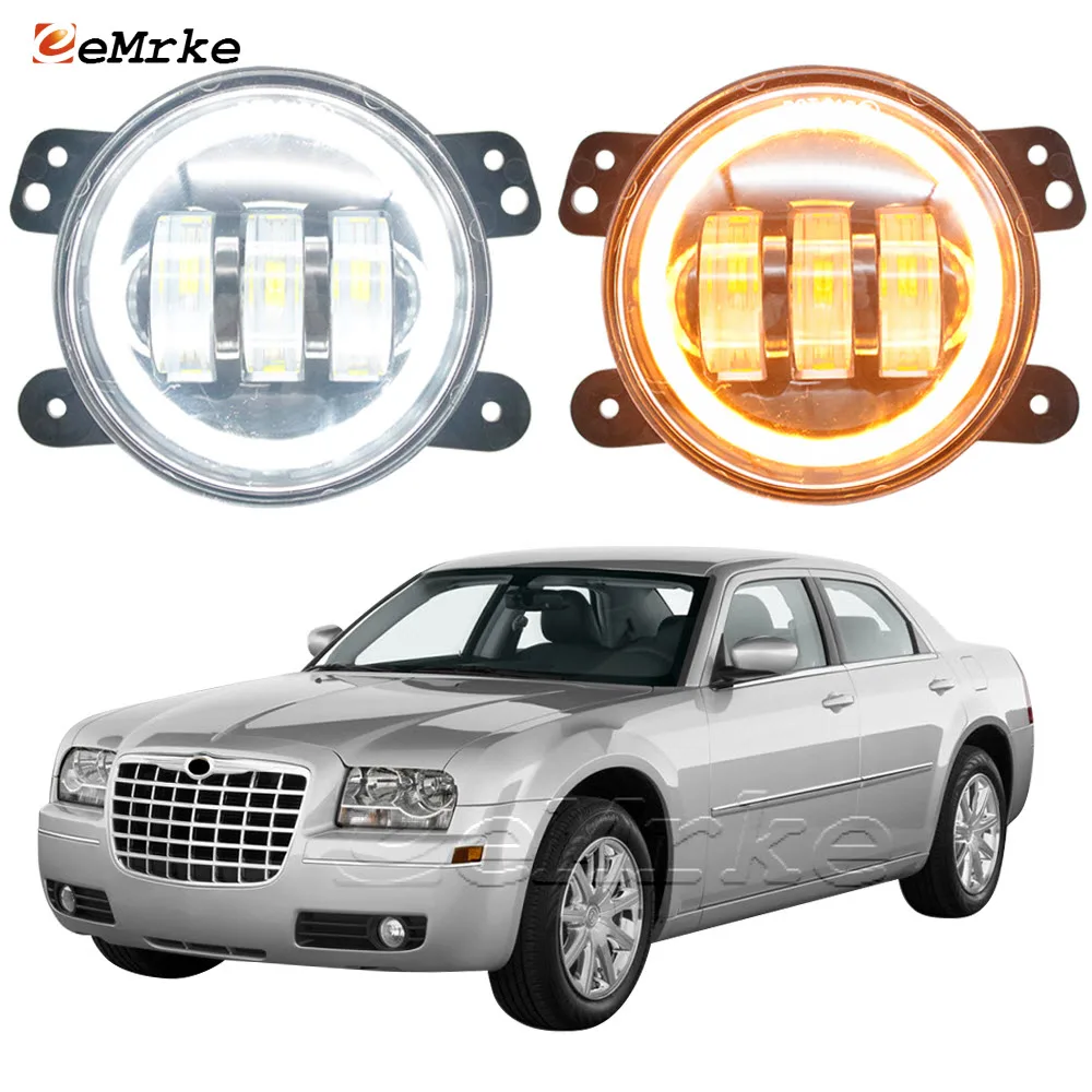 

4 Inch LED Car Fog Lamp Assembly /w Lens Angel Eye DRL Day Light for Chrysler 300 LX 2005-2010 Touring or Limited models only