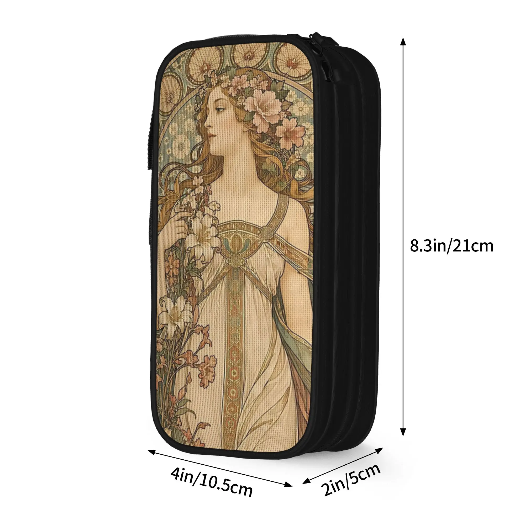Alphonse Mucha Spring 1898  Pencil Cases New   Pen Bag Student Large Storage Students School Zipper Pencilcases