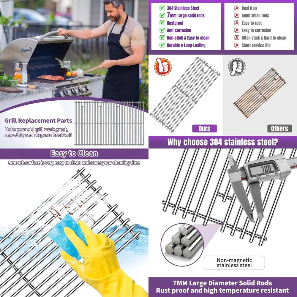 

5-Pack Grill Grates for 40-Inch 5 Burner Premium Grills