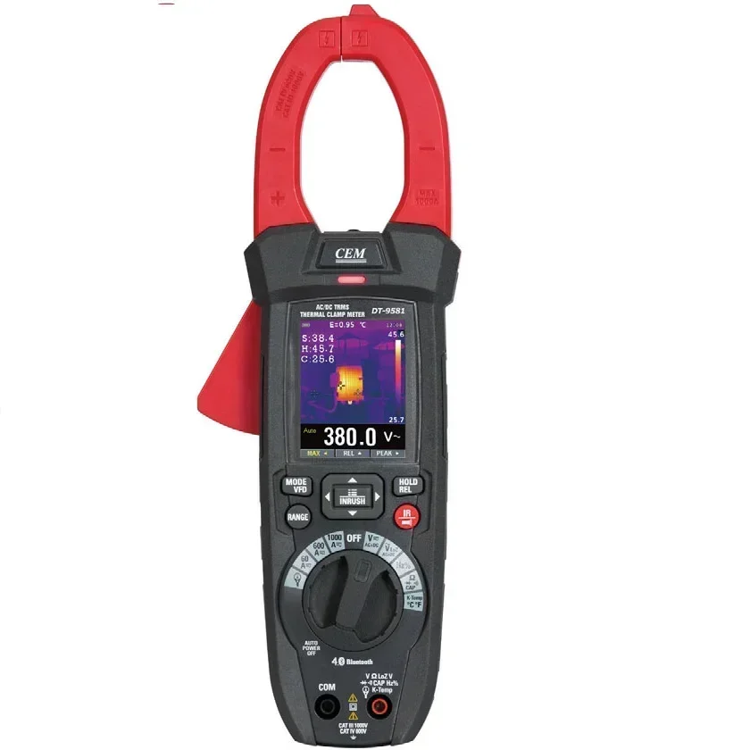 True-RMS Clamp Meter With Temperature&Capacitance, Measure AC/DC Current 1000A, AC/DC Voltage 1000V, Measure Resistance 4KΩ