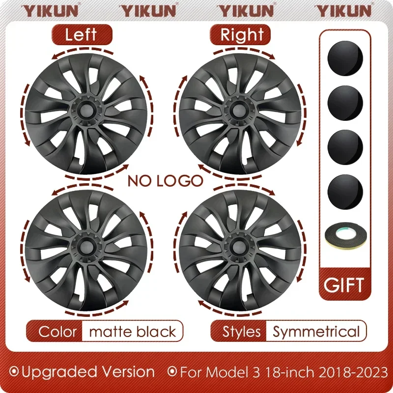 4 Stuks Naafdop Prestaties Vervanging Wieldop Auto Volledige Velg Cover Accessoires Voor Tesla Model 3 18 Inch Wieldop 2018-2023