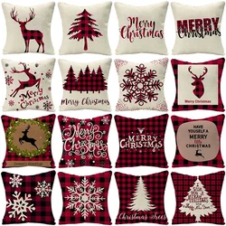 Christmas Cushion Cover Xmas Decorative Farmhouse Buffalo Check Pillowcase Holiday Party Decor Pillow Cover for Living Room Seat