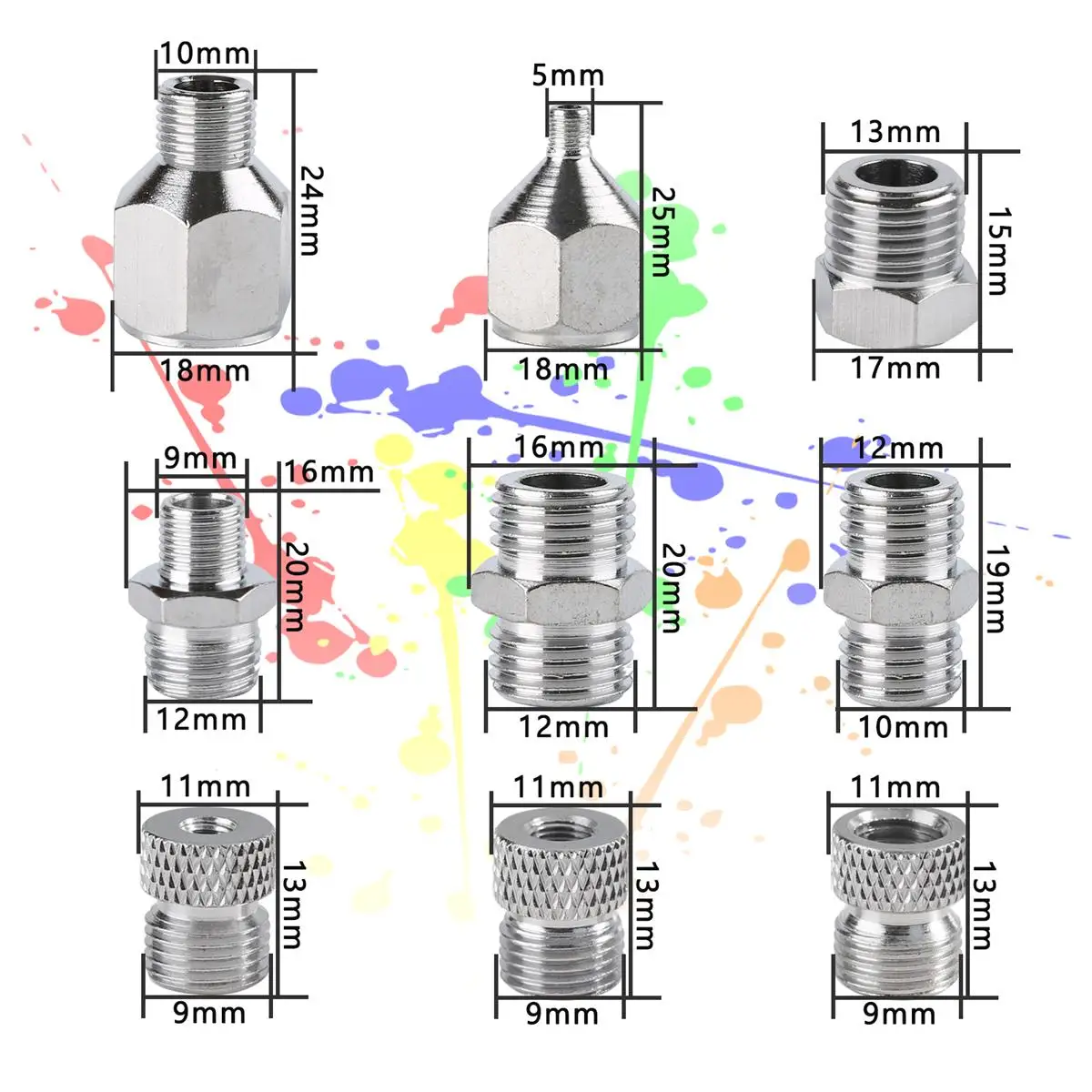 9 PCS Airbrush Adapter Set Airbrushes Quick Release Disconnect Fitting Connector Kits for Air Compressor and Airhose Supplies