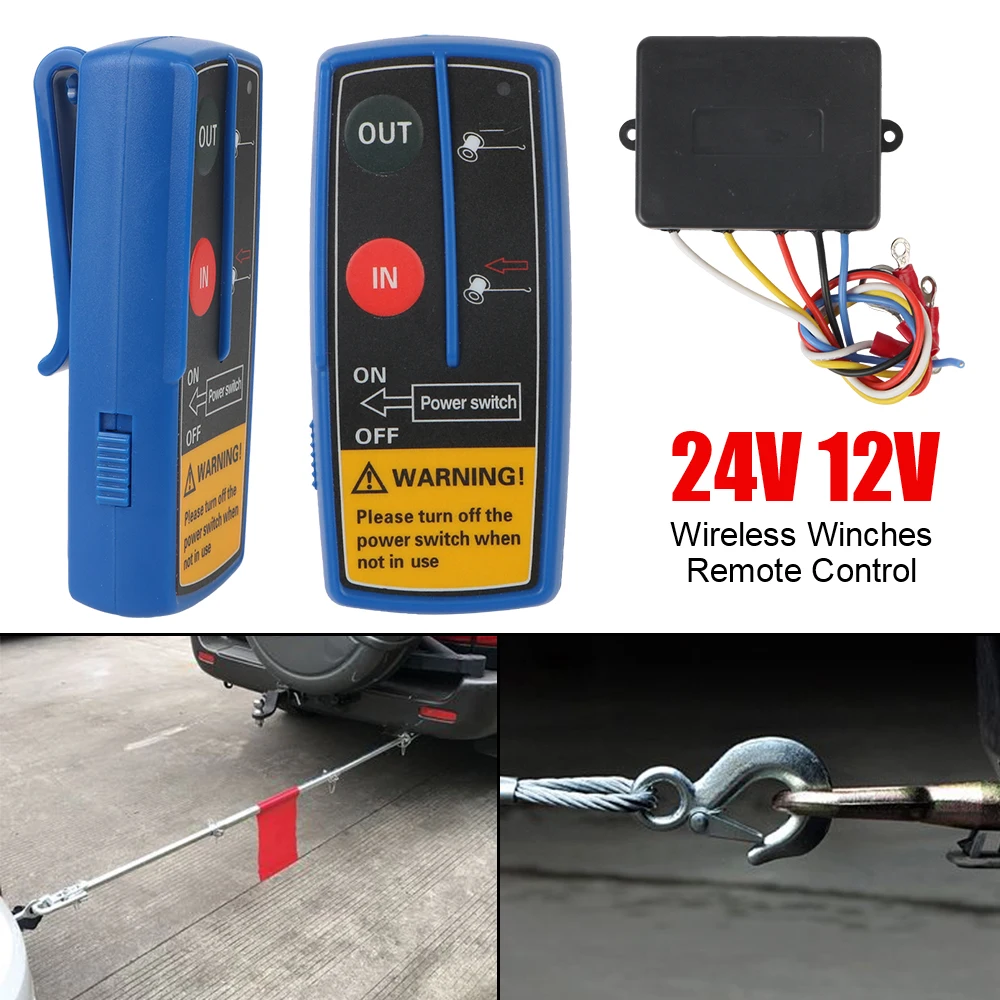 For Jeep ATV SUV Trailer Universal Dual Handset Switch Controller Wireless Electric Winch Remote Control 24V 12V