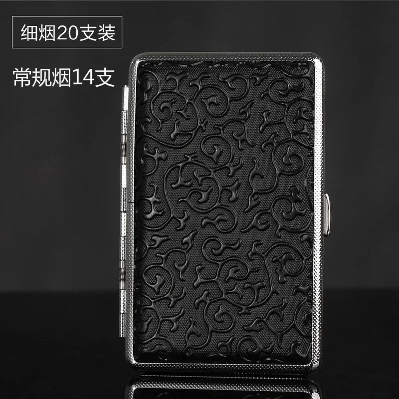 14 Cigarette Retro Delicate Pattern Men Leather Cigarette Case Waterproof Cigarette Box Slim Portable Storage Container Gift