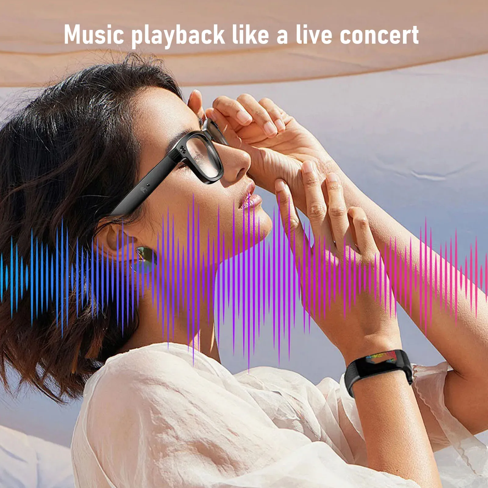 Gafas Bluetooth 5,4 reconocimiento de fotos AI Unisex 12 horas de duración de la batería gafas de traducción inteligentes con cámara 1080p para ciclismo