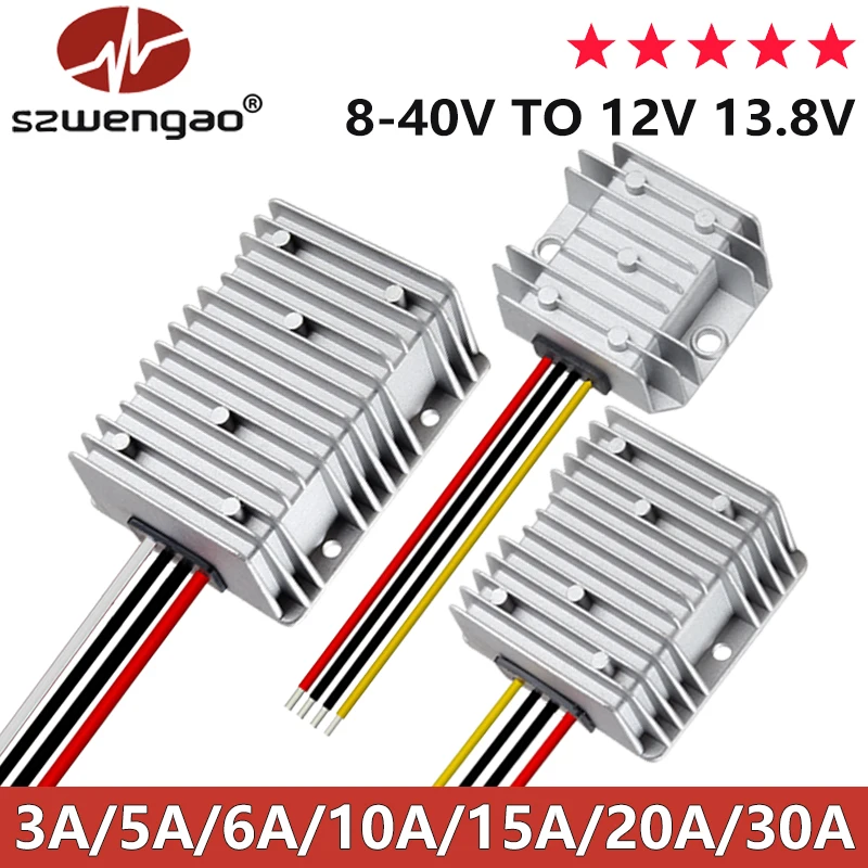 Convertidor de potencia DC 8-40V a 12V 13,8 V 3A 5A 6A 10A 15A 20A 25A 30A Boost Buck regulador estabilizador módulo de suministro de voltaje para coche