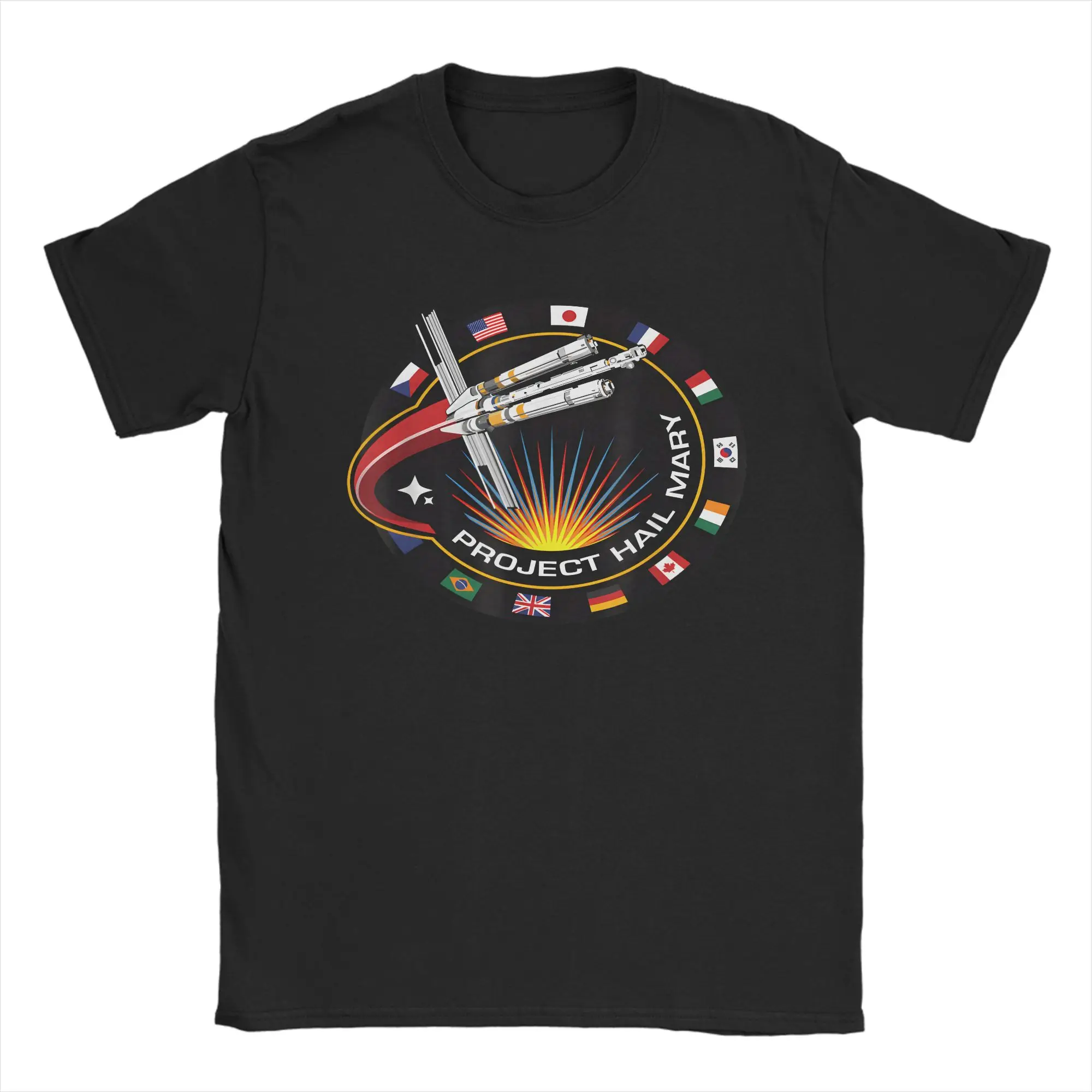 Men Women's Project Hail Mary Spaceship Mission Badge T Shirt  Pure Cotton Tops Crazy Short Sleeve Tee Shirt Printing T-Shirt