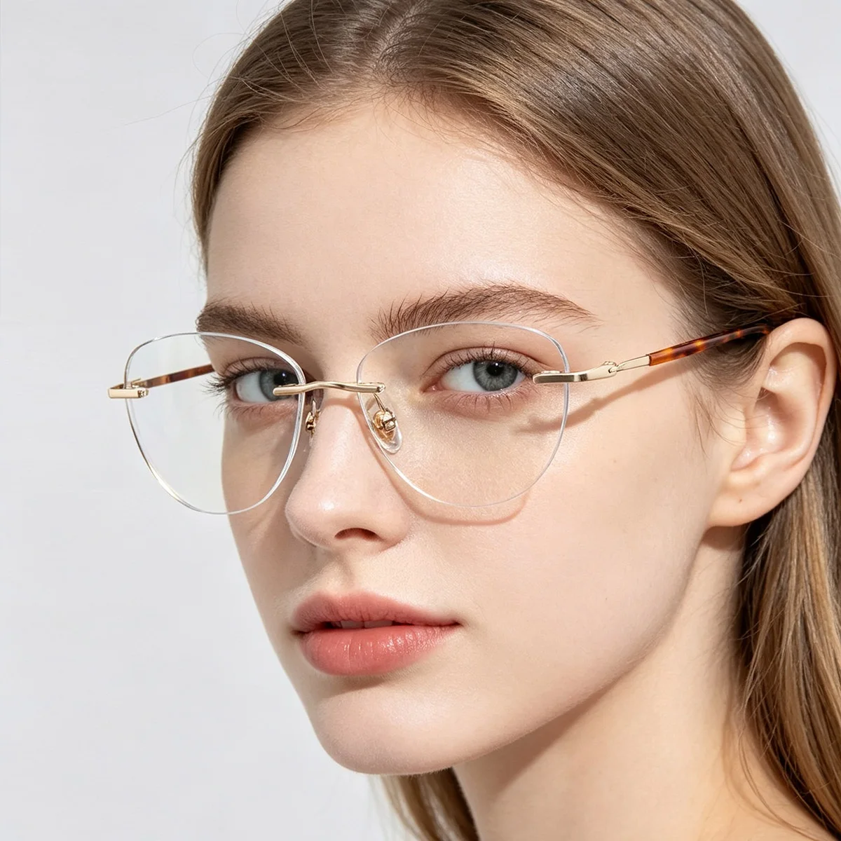 EYELUYAN Rimless Recipe Eyeglasses Women Custom Progressive Prescription 1.61 MR-8 Toughness Optical Aspheric Lenses Eyewear