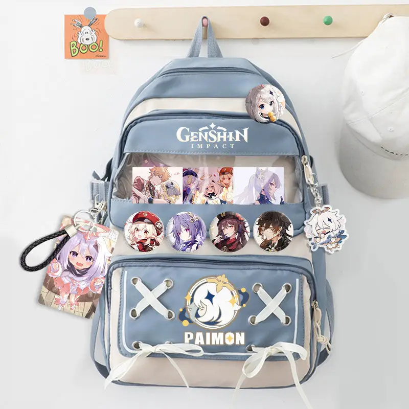 Fashion Genshin Impact Backpack Students Book School Bag Kawaii Girls Boys Laptop Fashion Anime Cosplay Bags