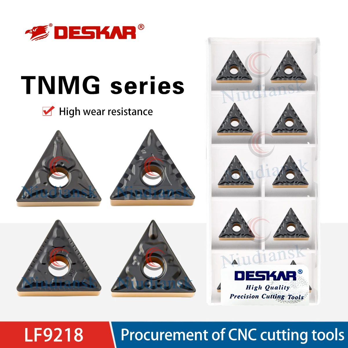 

TNMG160404-TM/HQ/CQ/R-S/L-S/R-VF/L-VF LF9218 CNC Lathe Triangular Dual Color Coating Turning Tool Blades Processing Steel Parts