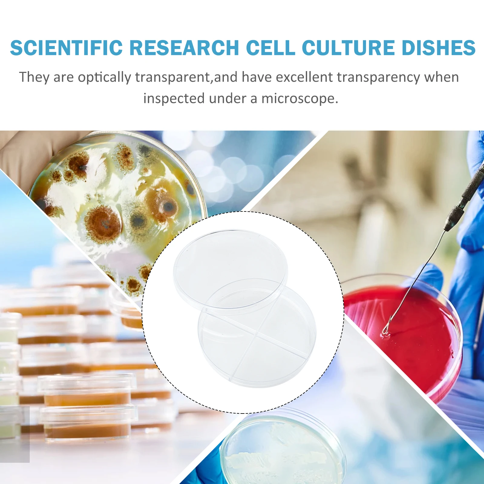 

10pcs Cell Culture Dish Plastic Clear Observation Four Compartments Stable Biology Research Teaching Aid School Petri