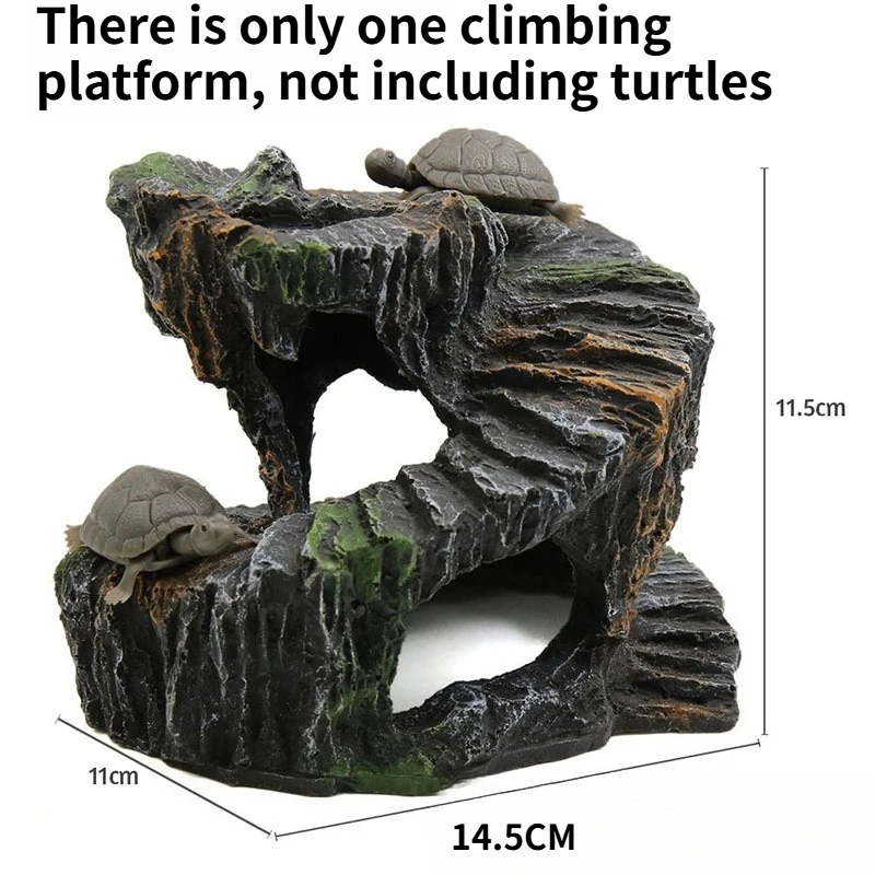 Resin Sunbathing turtle Platform Non Toxic Natural Reptile Hiding Cave Sturdy Artificial Rock Habitat Terrarium Landscape Decor - view 6