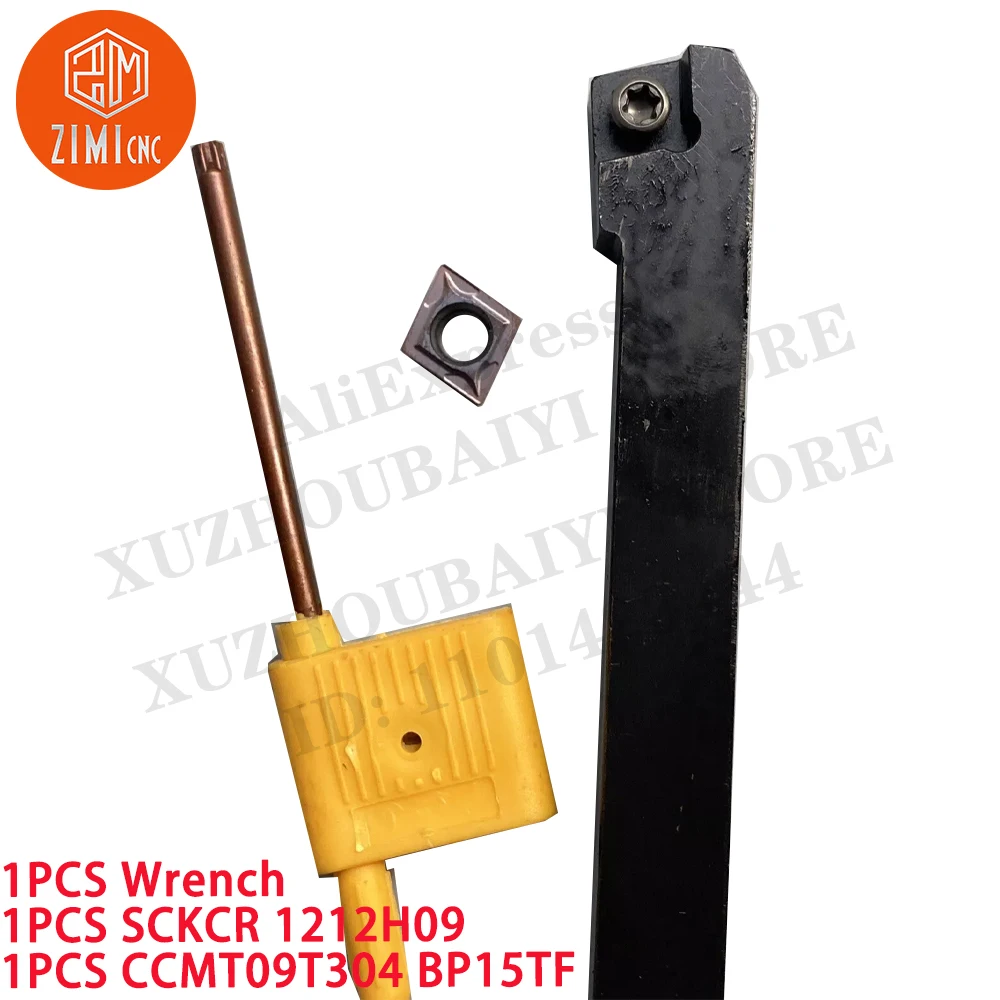 1PCS SCKCR1212H09 Indexable lathe turning tool holder + 1PCS CCMT09T304 BP15TF Carbide Inserts CNC tool metal lathe cutting tool