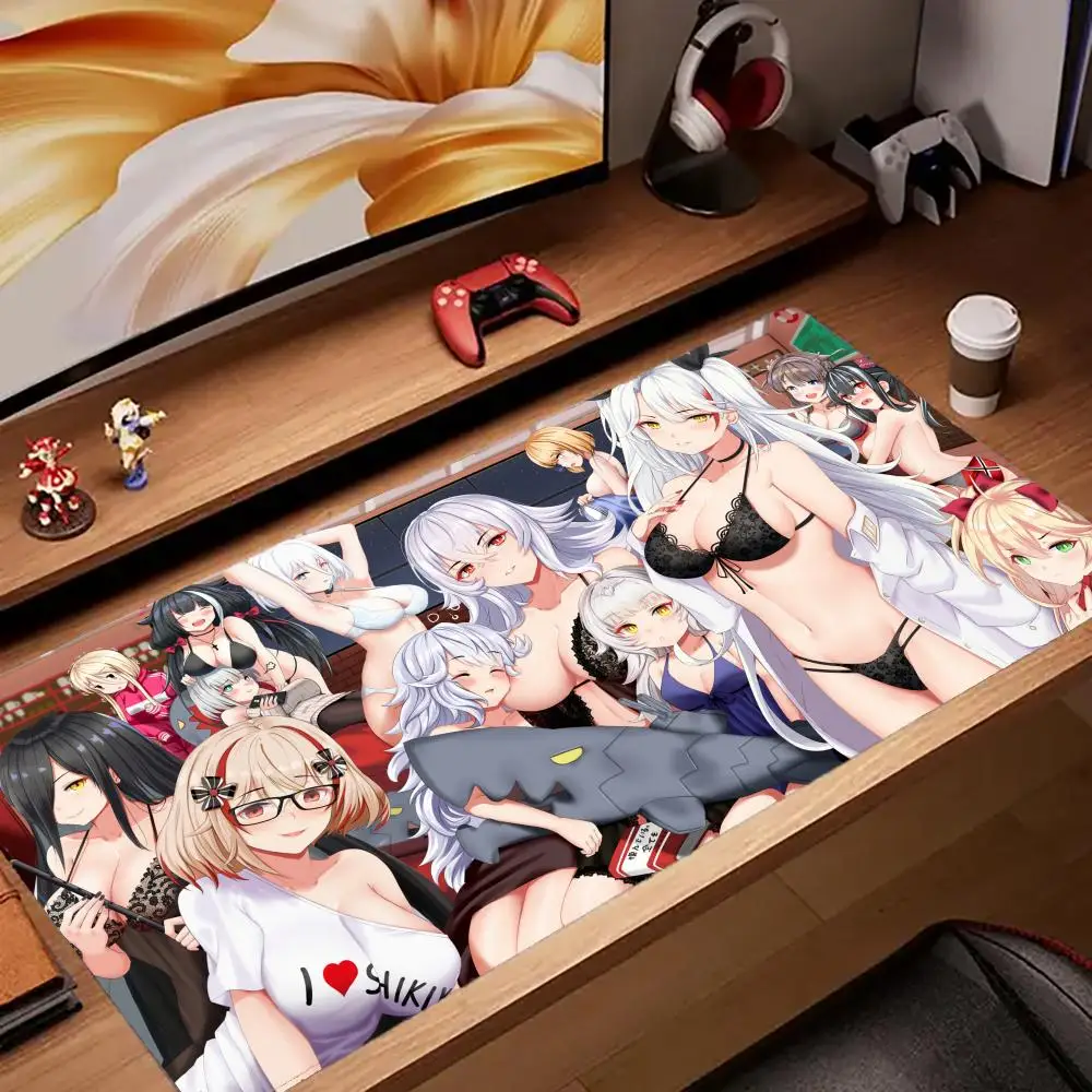 Azur Lane Gaming Prinz-Eugen Mouse Pad Tapetes de Mesa Teclado, Borracha Kawai, Tapete de Mesa Antiderrapante, XXL90x40cm