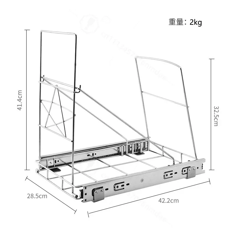 Under Sink Trash Can Rack Pull Out Garbage Bin Holder Adjustable Slide Cabinet Waste Basket Organizer