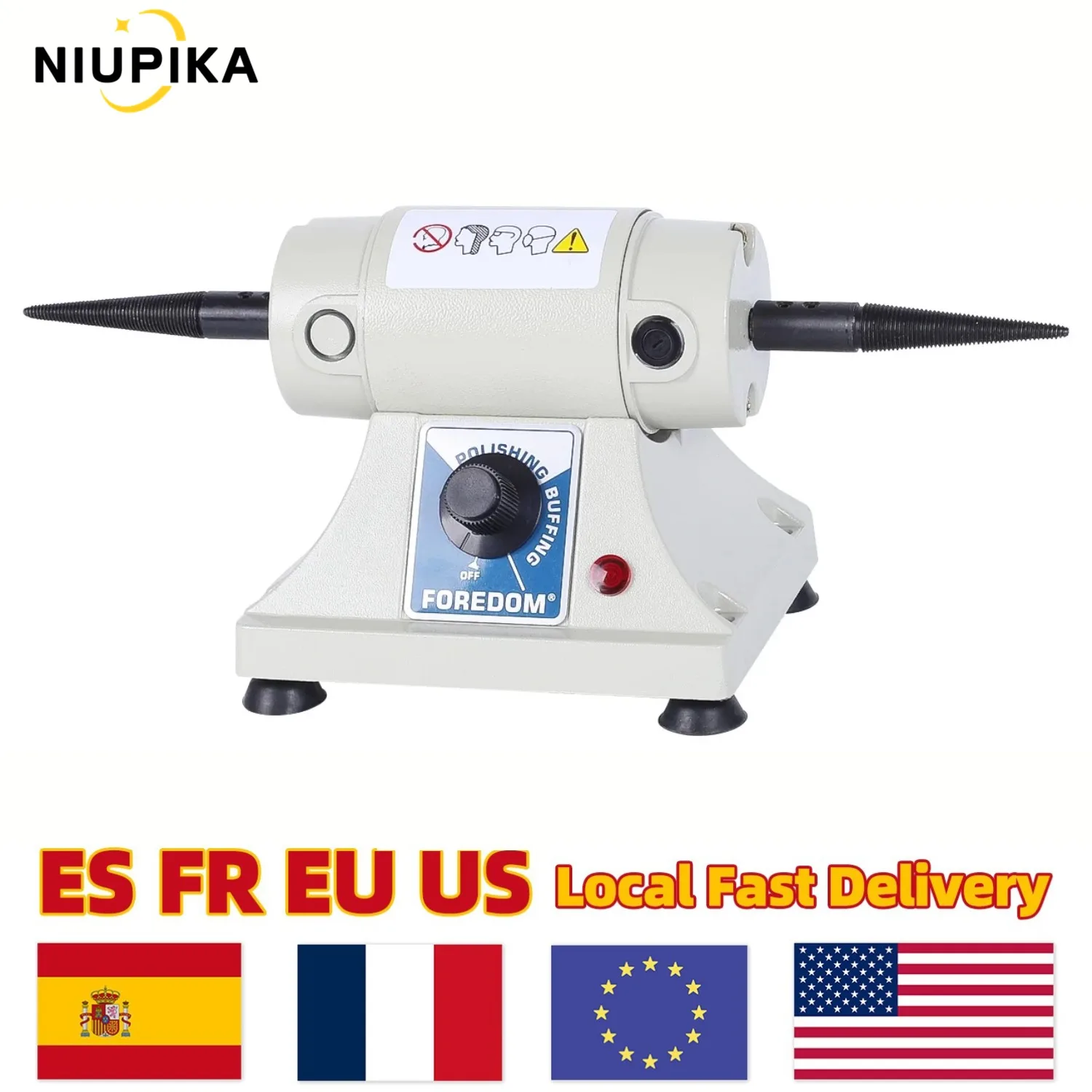 

NIUPIKA Professional DM-3 Jewelry Polishing Machine Tabletop Double-Head Grinder with Adjustable Speed -110V/220V for Metal/Jade