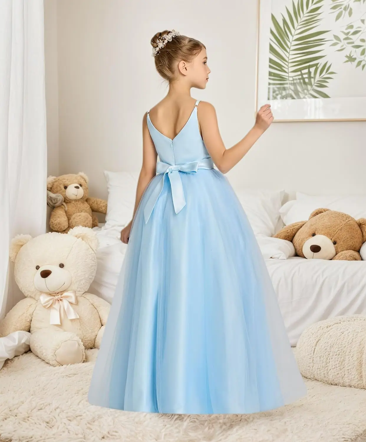 Flower Girl Spaghetti Strap Dress Tulle Princess Pageant Dress A-Line Ball Gowns Wedding First Communion  Flower Girl Dresses