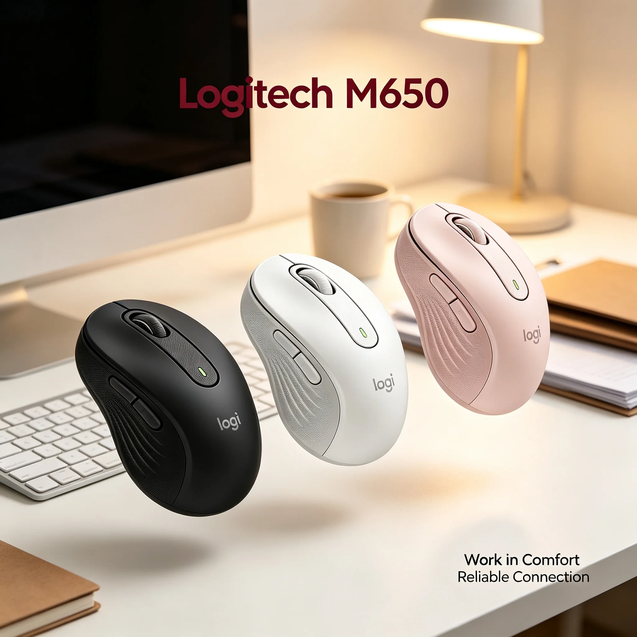 Logitech M650 SmartWheel Silent Wireless Office Mouse Custom Side Keys for Productivity