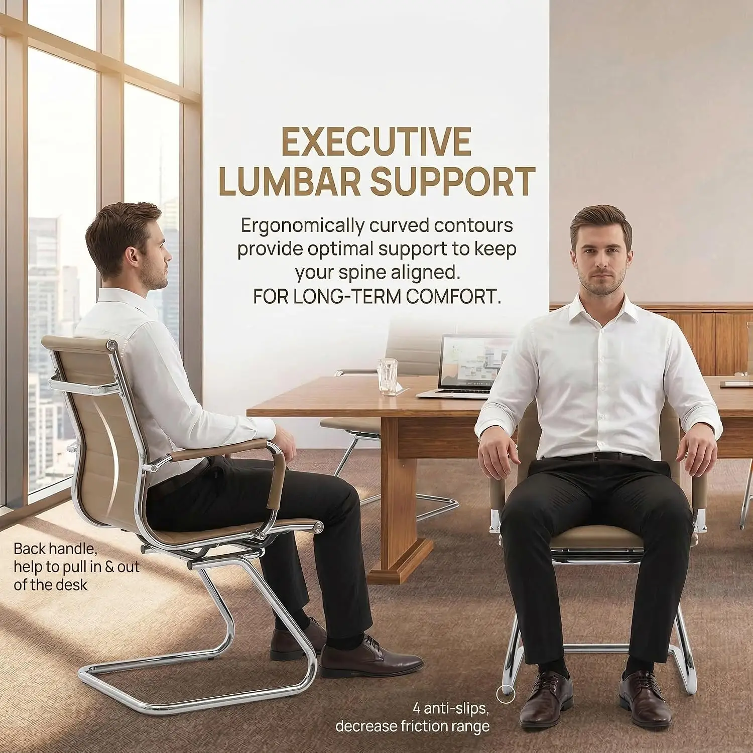 Mid Back Office Guest Chair Set of 4 PU Leather Computer Chair for School Reception Conference Waiting Room, Customized