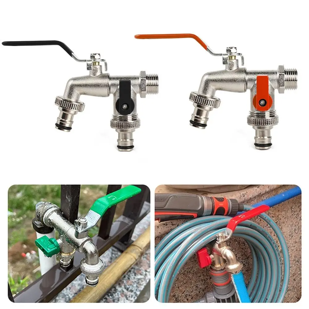 Double Head Water Faucet Garden Irrigation Garden Watering Valve Switch Washing Machine Accessory Thread Alloy Sink Tap