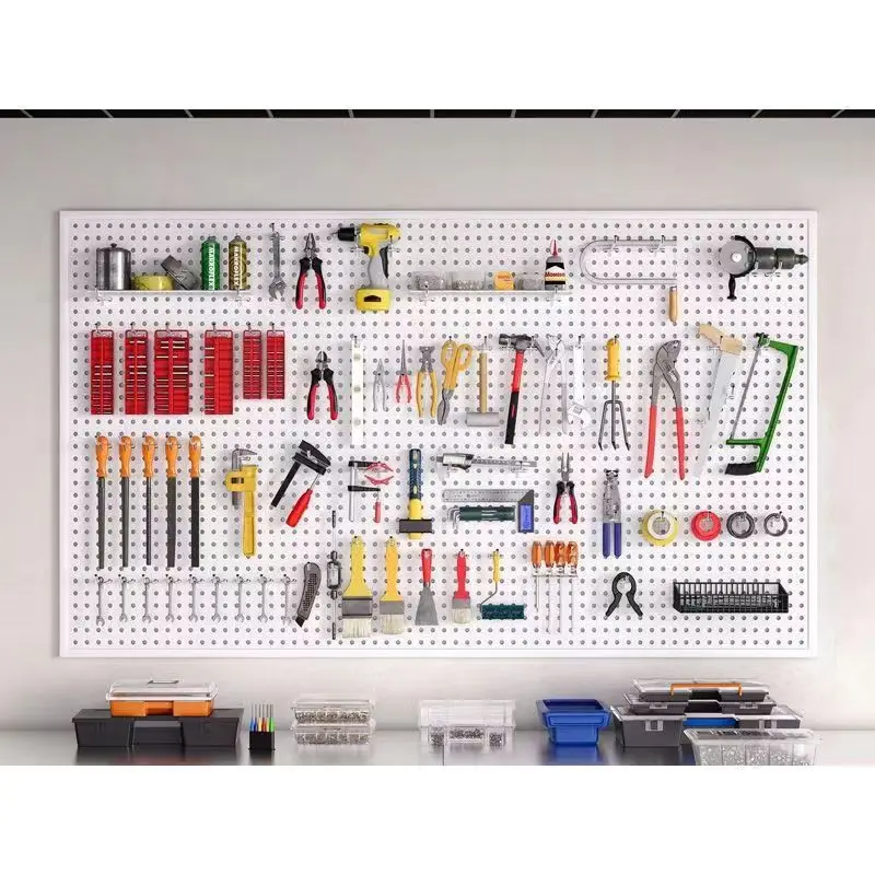 Peg Board Wall Design Organizer Storage Kit Peg Board  Mount Perforated Board Metal Accessories Tools Packaging Wall Decoration